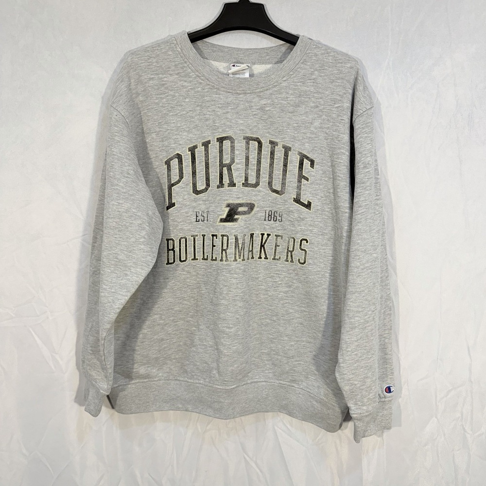 Champion Purdue University Spellout‎ Sweatshirt Boilermakers Mens XL Gray